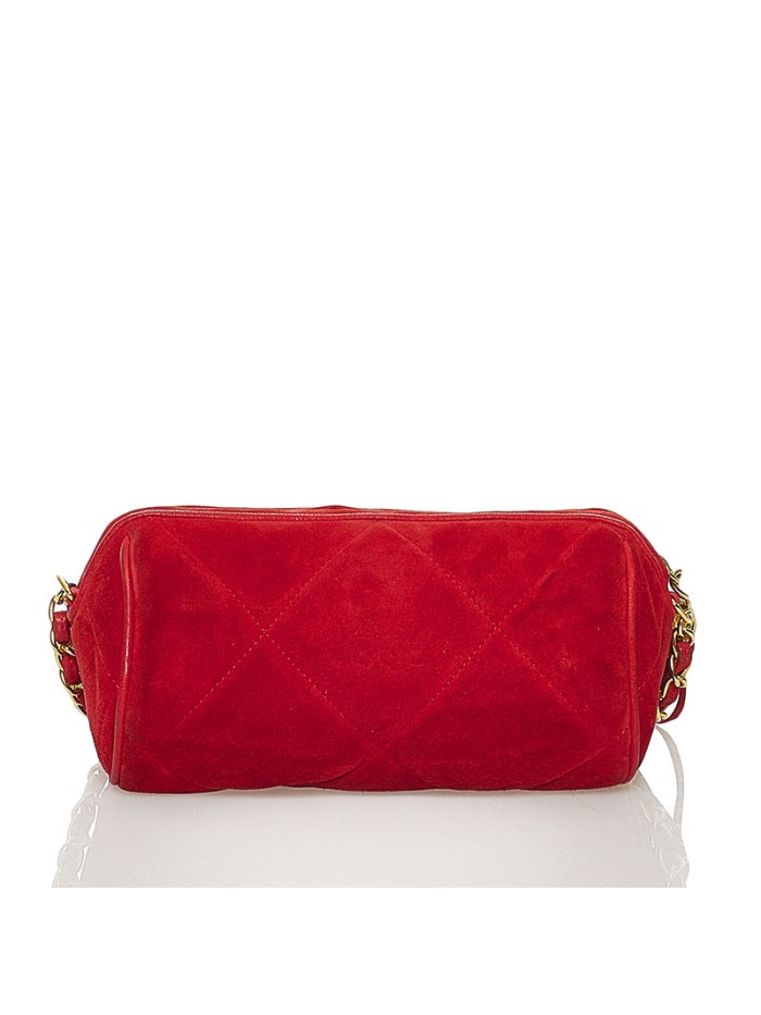 Quilted Suede Cylinder Chain Tassel Crossbody Bag