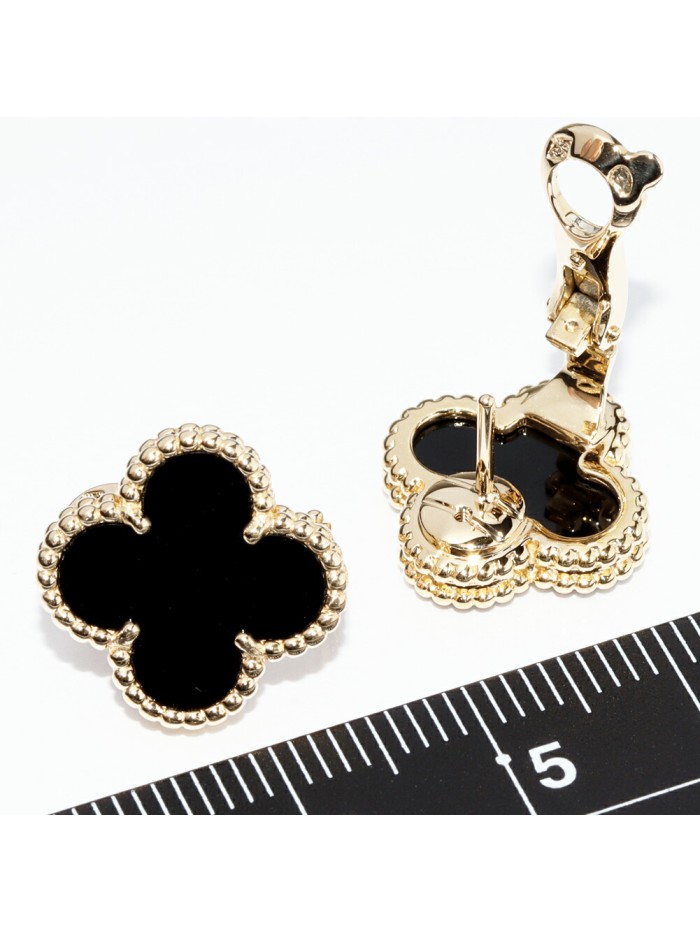 18k Vintage Alhambra Onyx Earrings