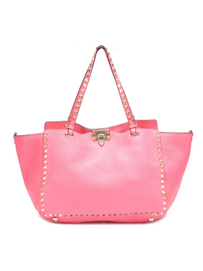 Rockstud Leather Tote Bag