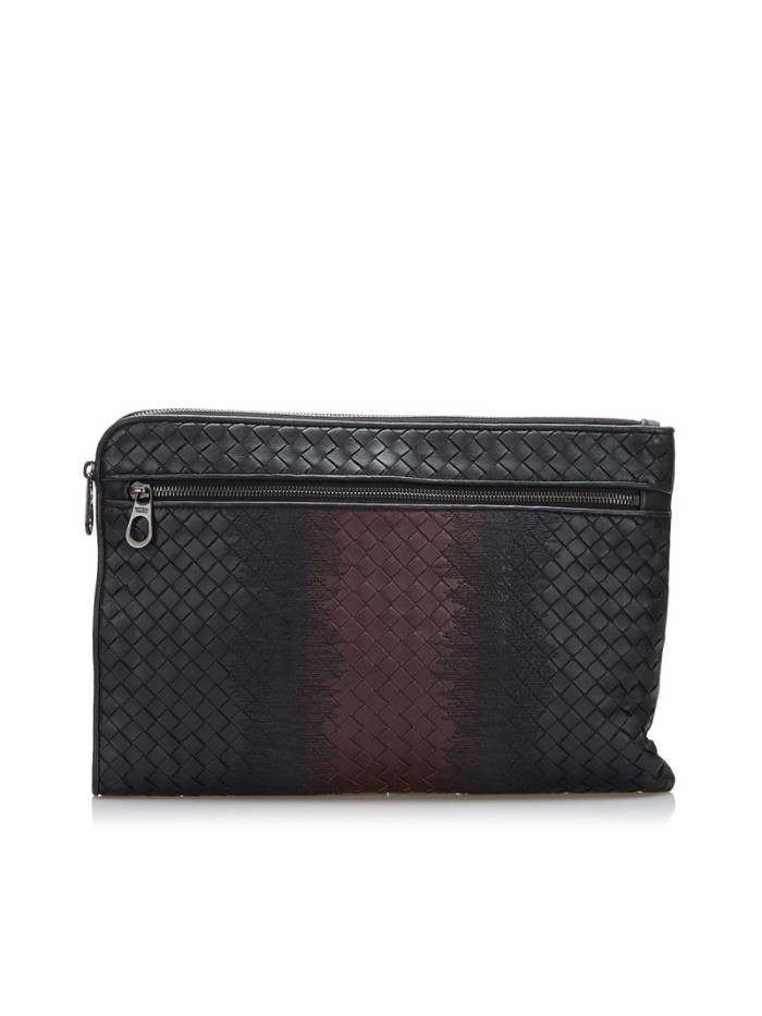 Intrecciato Leather Clutch Bag