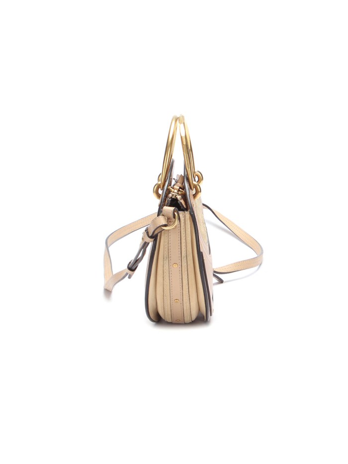 Suede Trimmed Handle Bag