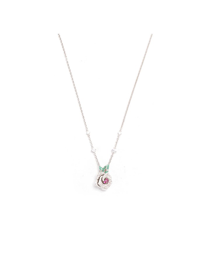 Rose Rhinestone Studded Necklace