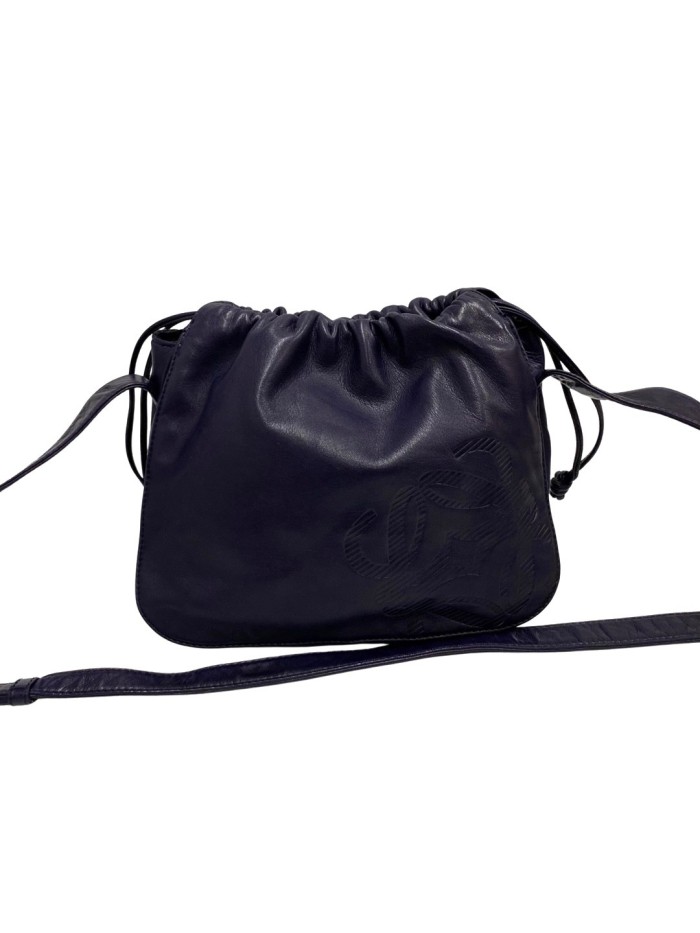 Anagram Leather Drawstring Bucket Bag