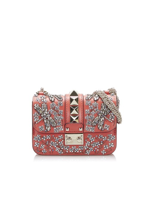 Embellished Glam Lock Shoulder Bag