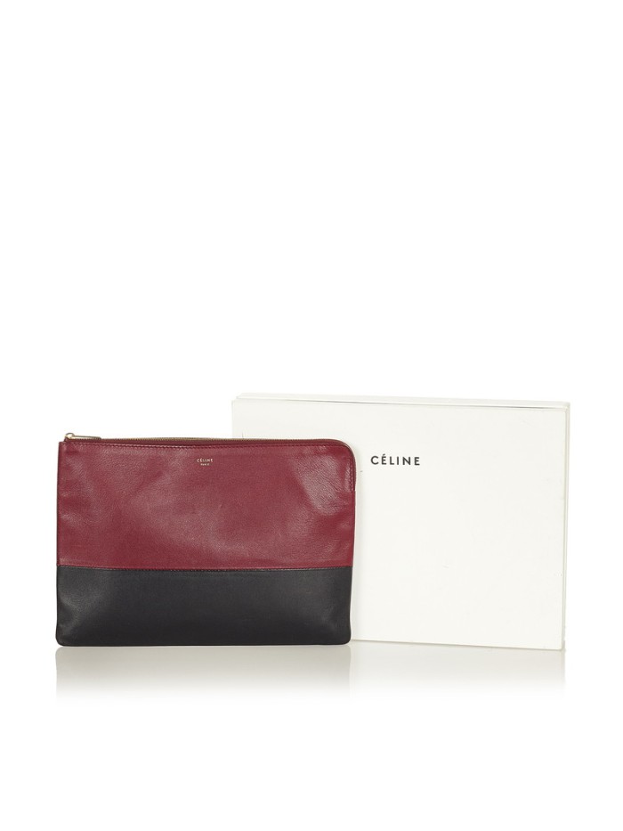 Bicolor Leather Clutch