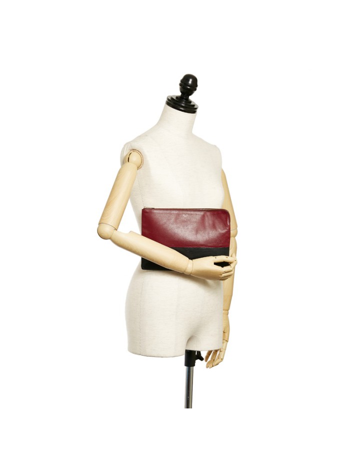 Bicolor Leather Clutch