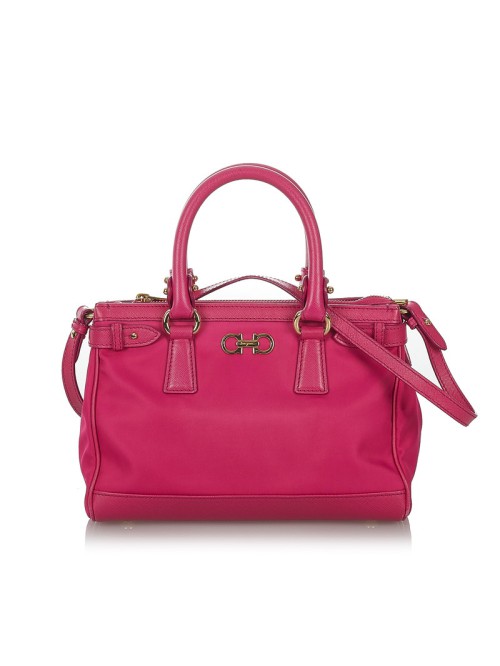 Leather Trimmed Nylon Handbag