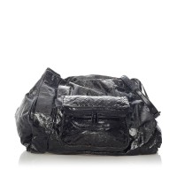 Intrecciato-Trimmed Leather Shoulder Bag