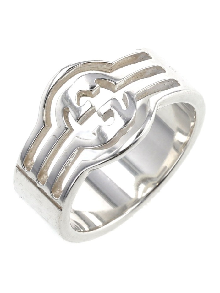 Cutout Interlocking G Silver Ring