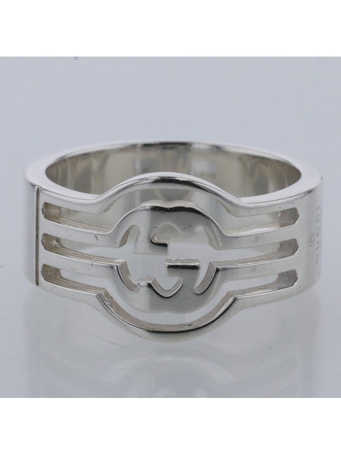 Cutout Interlocking G Silver Ring