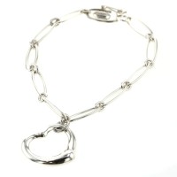 Oval Link Heart Charm Bracelet