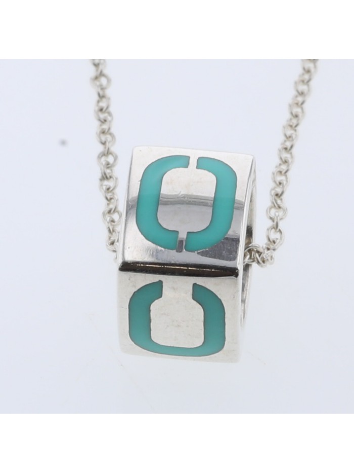 Enamel Cube Pendant Necklace