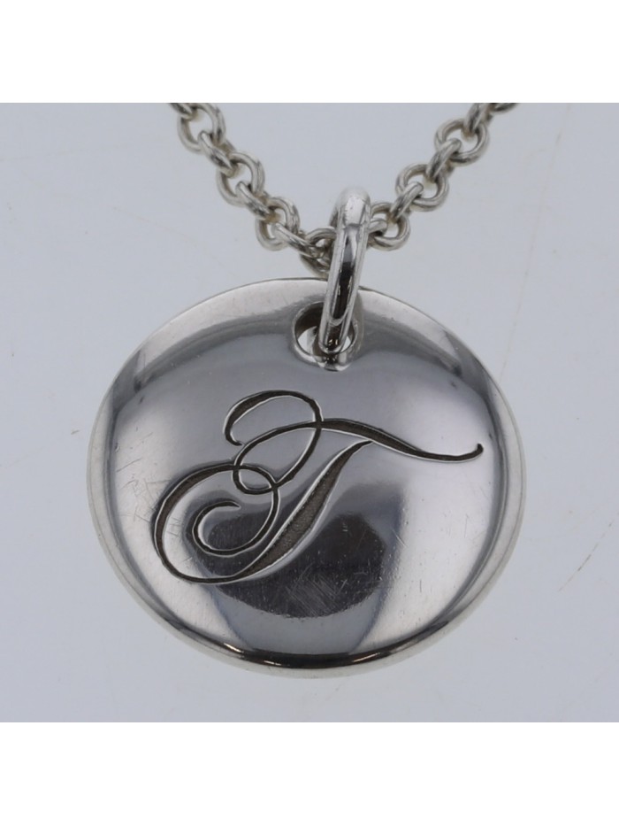Initial 'J' Disc Charm Pendant Necklace