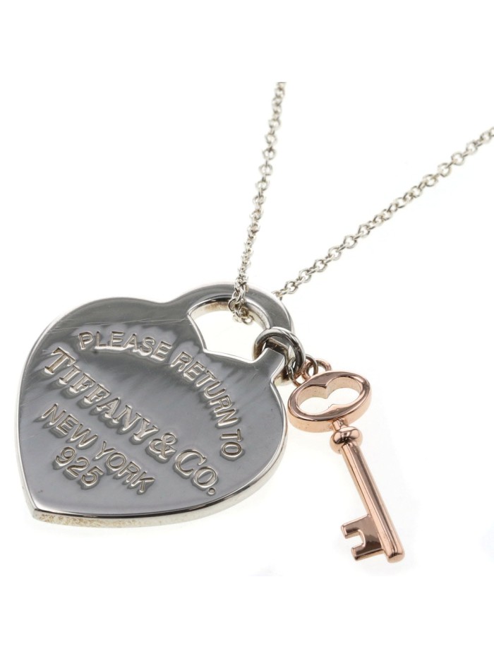 Heart & Key Tag Pendant Necklace