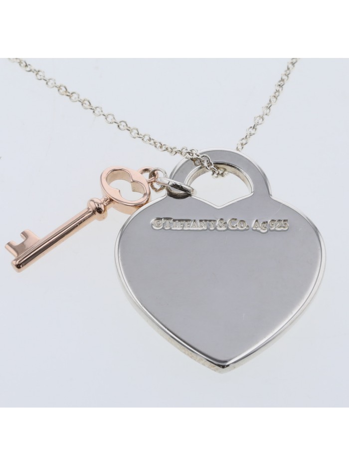 Heart & Key Tag Pendant Necklace