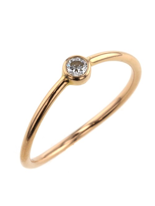 18K Gold Wave Single Diamond Ring