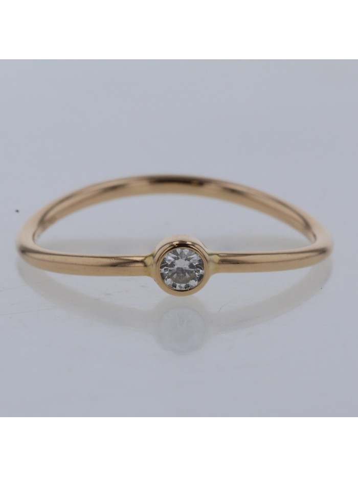 18K Gold Wave Single Diamond Ring