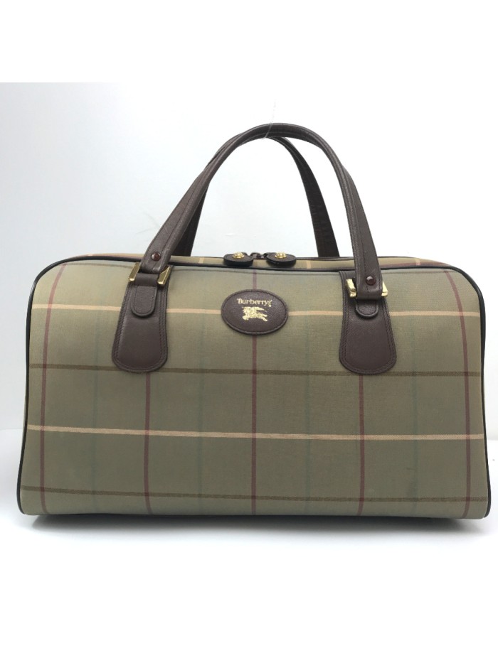 Plaid Canvas Boston Bag