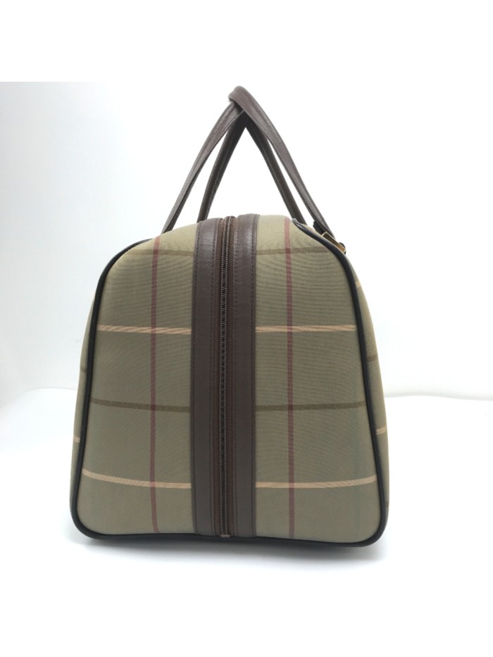 Plaid Canvas Boston Bag