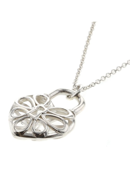 Filigree Heart Lock & Key Pendant Necklace