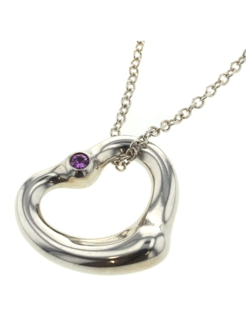 Sapphire Open Heart Pendant Necklace
