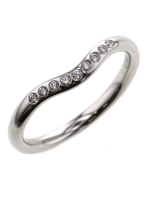 Platinum Curved 9P Diamond Ring