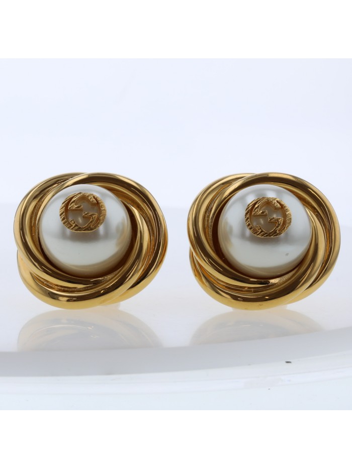 GG Pearl Clip On Earrings