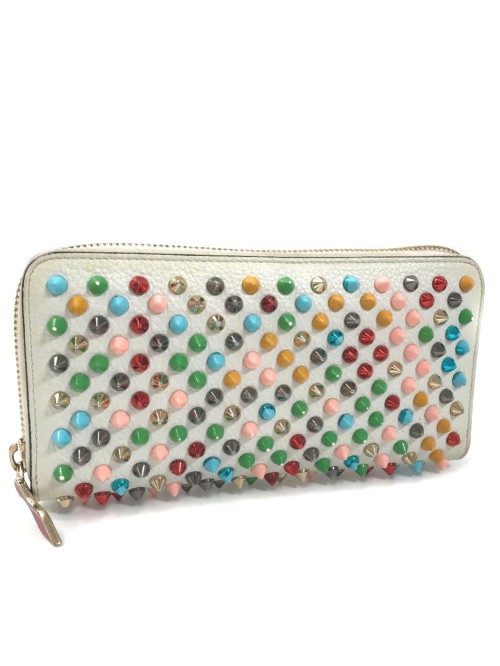 Studded Leather Zip Around Wallet