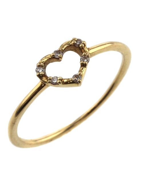 18k Gold Heart Diamond Ring