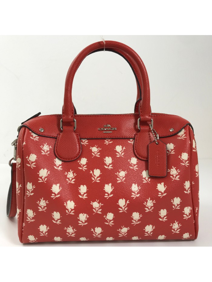 Floral Print Leather Boston Bag