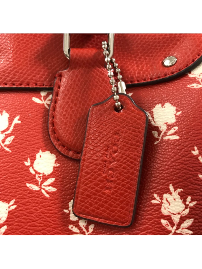 Floral Print Leather Boston Bag