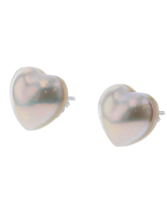 18k Gold Heart Pearl Earring