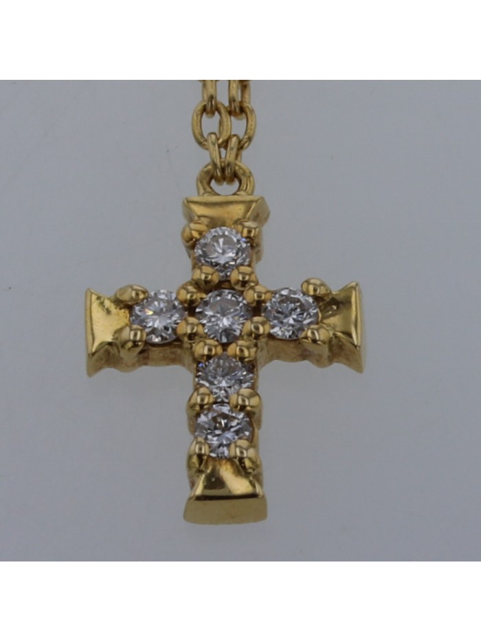 18K Diamond Cross Pendant Necklace