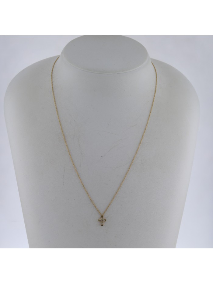 18K Diamond Cross Pendant Necklace