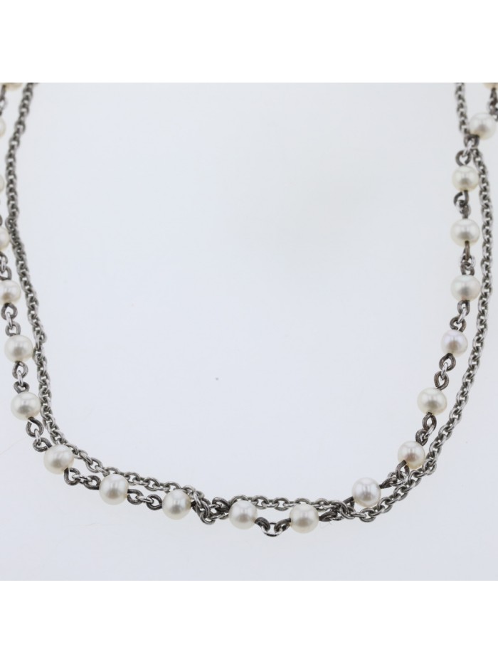 Double Layer Moon Pearl Necklace