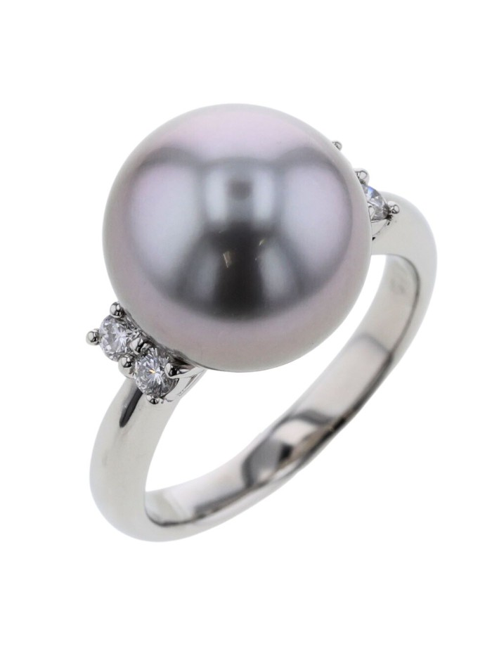 Platinum Diamond Pearl Ring