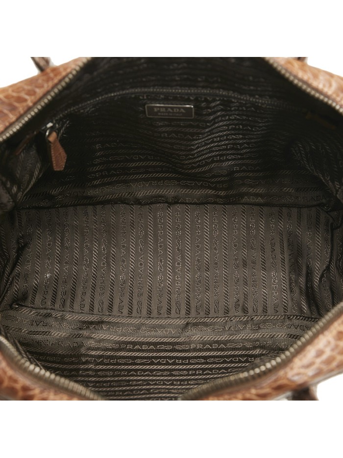 Croc Embossed Leather Handbag