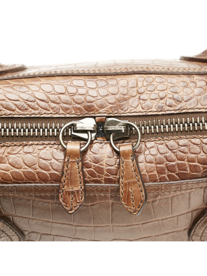 Croc Embossed Leather Handbag