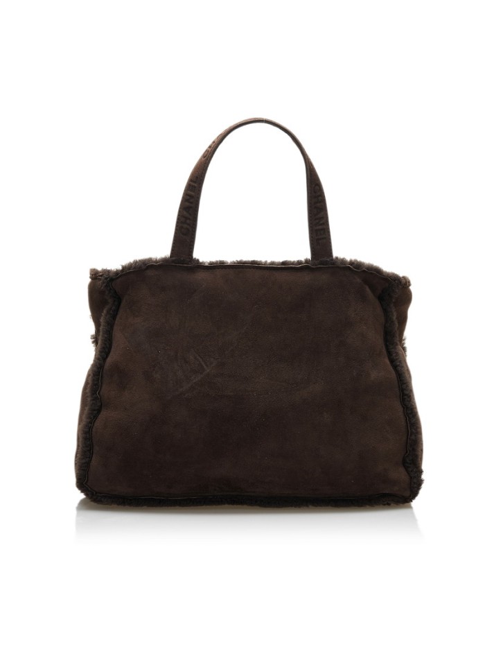Suede Shearling Tote Bag