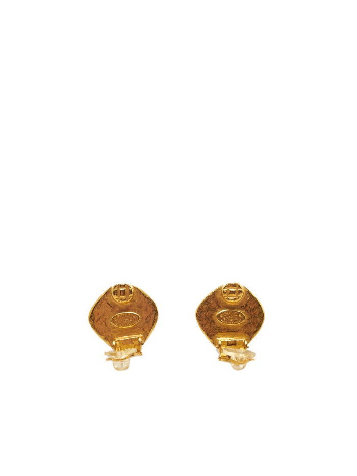 CC Diamond Clip on Earrings