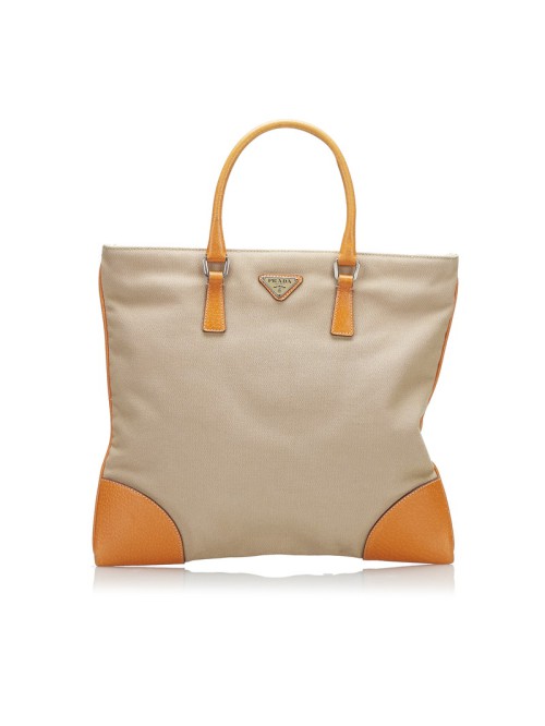 Leather Trimmed Canapa Tote