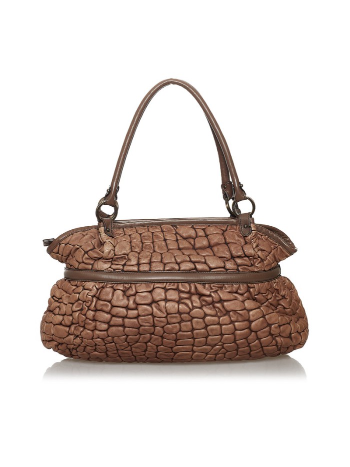 Puckered Bubble Leather Chef Shoulder Bag