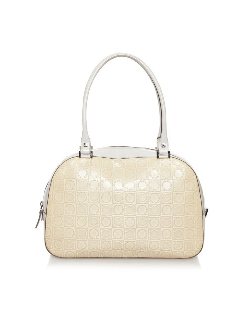 Gancini Embossed Leather Handbag