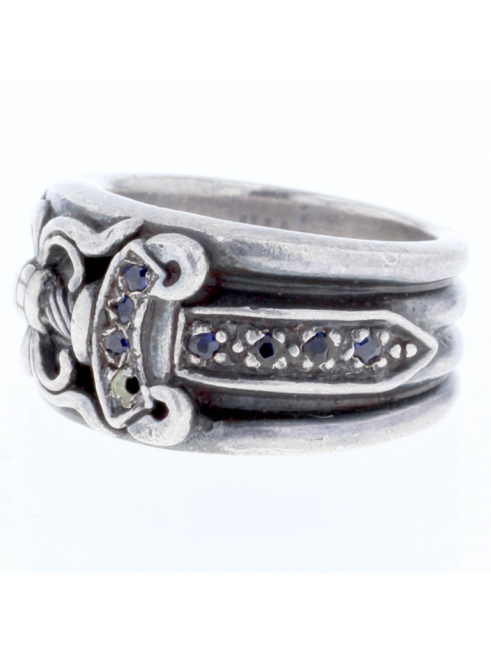 Silver Engraved Sword Ring