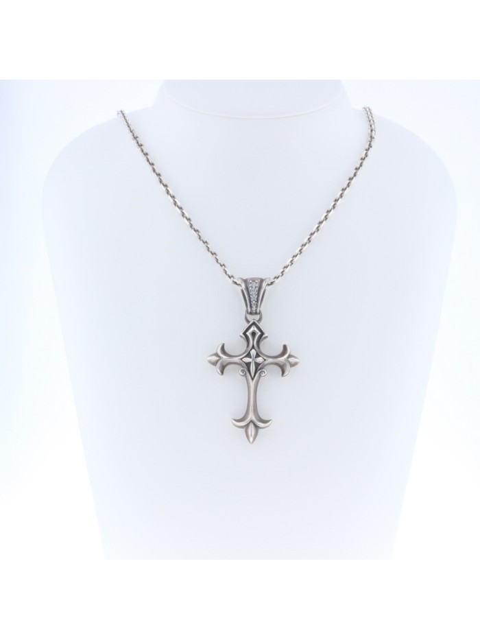 Silver Medieval Cross Pendant Necklace