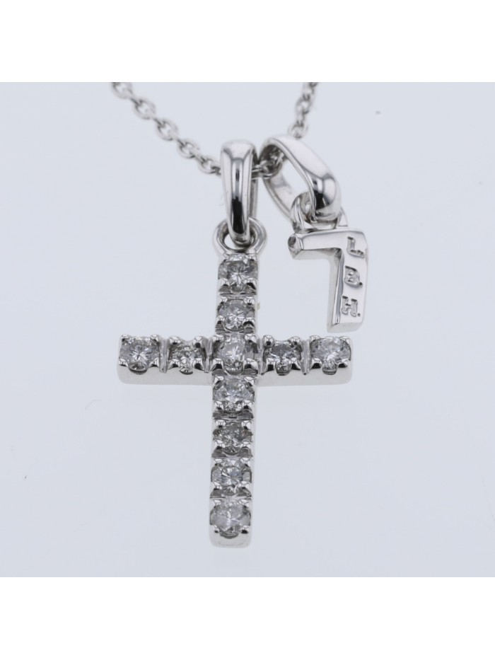 18k Gold Diamond Cross Pendant Necklace