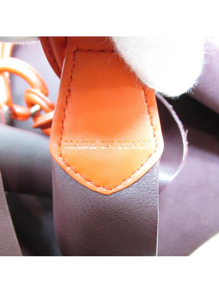 Medium Two-Tone Leather Shopper Tote Bag
