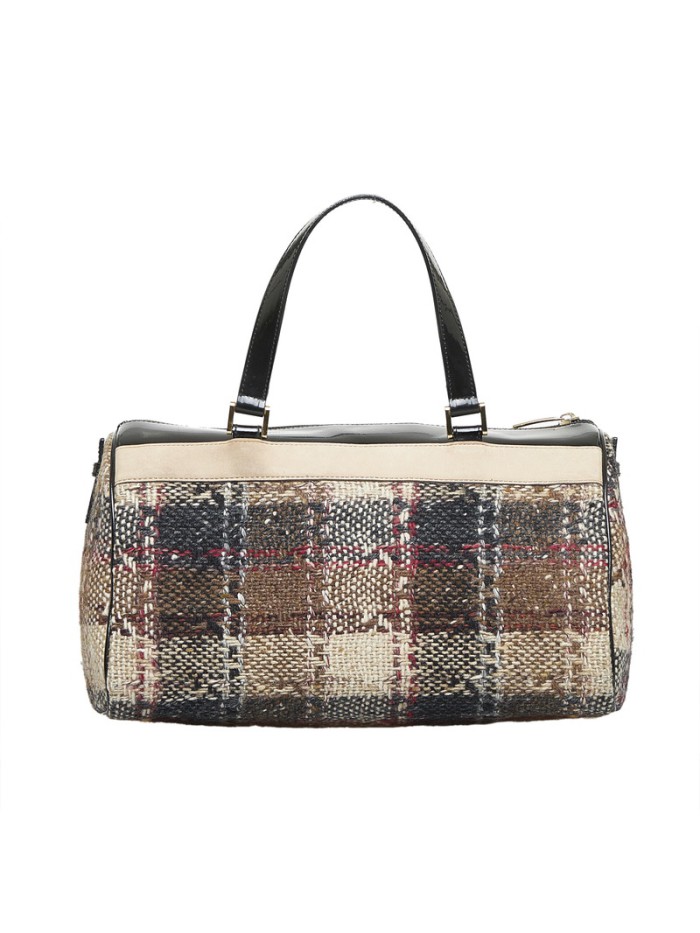 Plaid Tweed Boston Bag