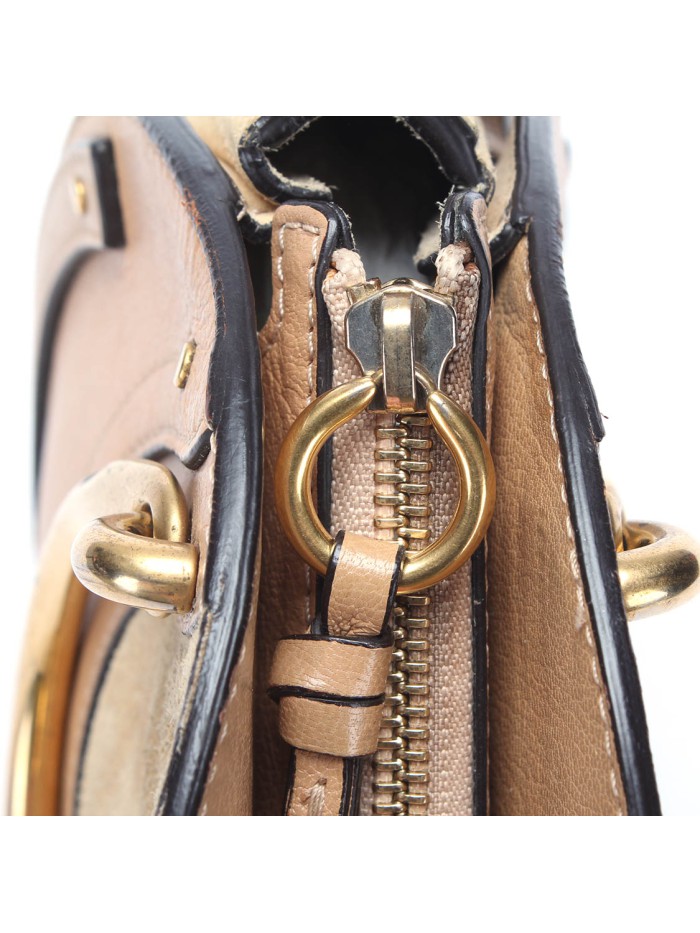 Suede Trimmed Handle Bag
