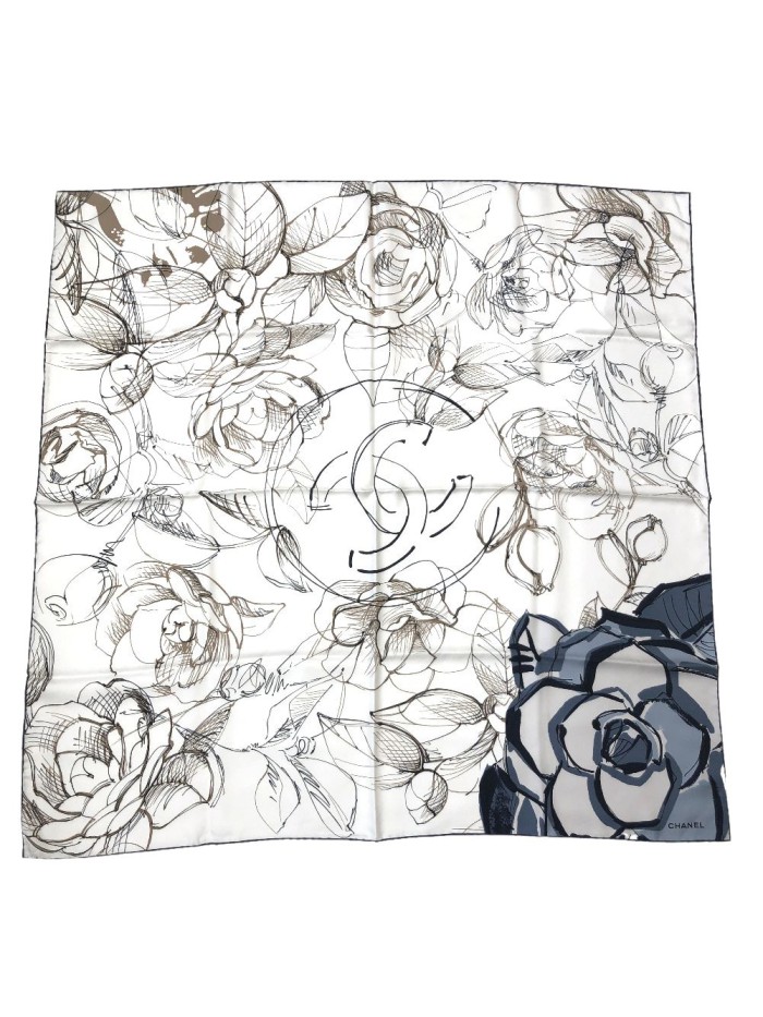 Camellia Sketch Silk Scarf